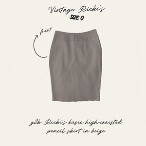 Y2K Ricki's Neutral Beige High-Waist Pencil Skirt